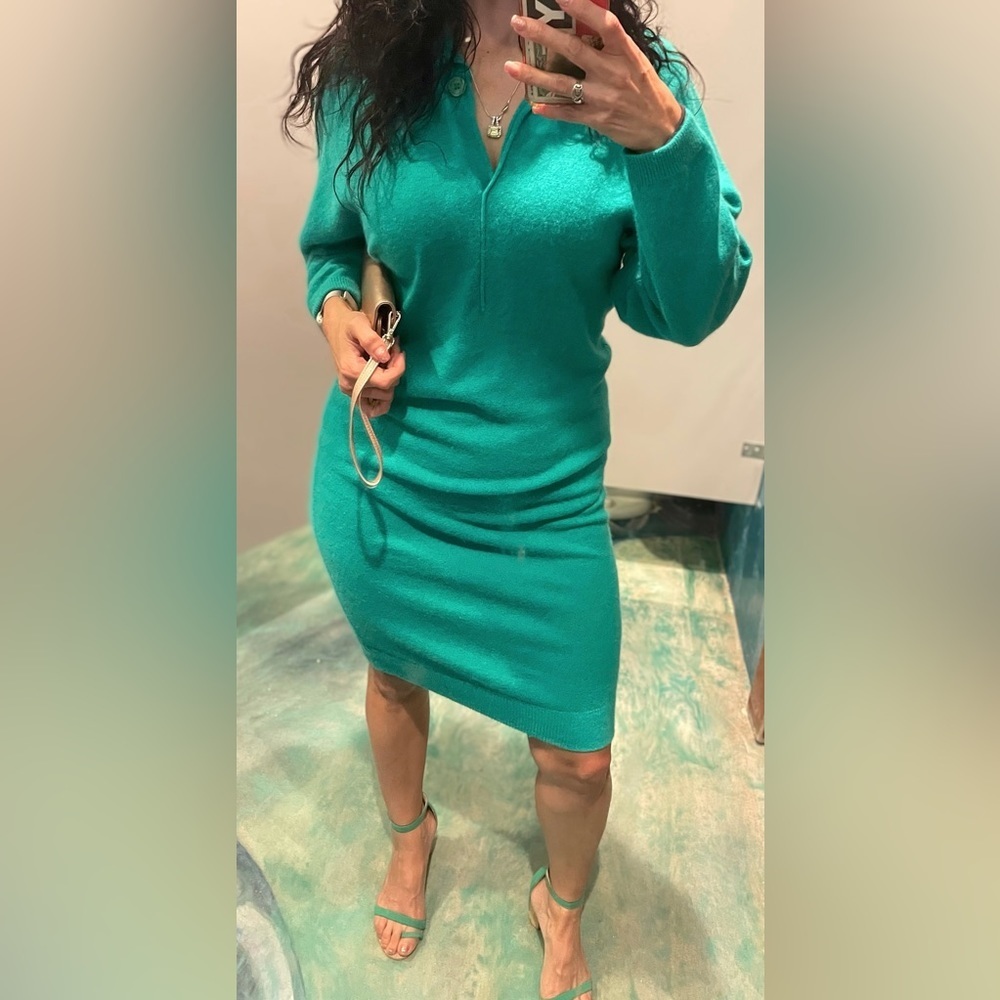 Outlander Lambs Wool Angora Blend XS green over sized dress ❤️